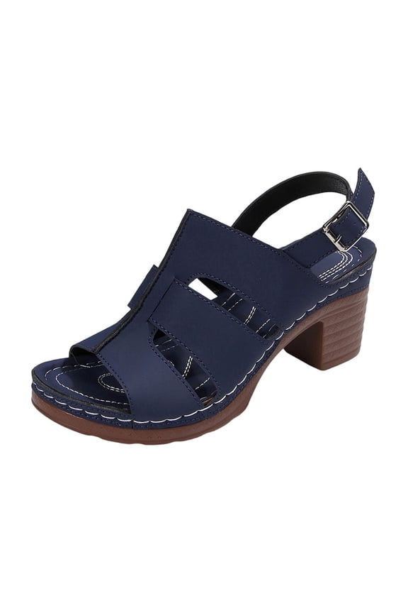 Wedge Sandals for Women Block Mid Heel Sandals Ankle Strap Summer Shoes Ladies Peep Toe Adjustable Strappy Outdoor Shoes Casual Comfortable Sling Back Sandal Size 5.5-9.5