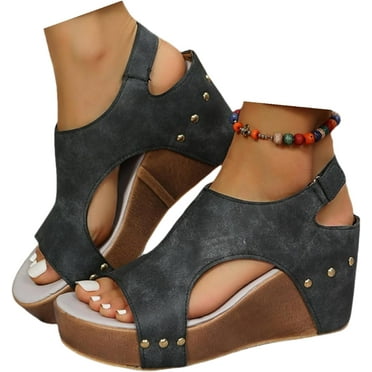Wedge Sandals for Women Dressy Summer,Womens Platform Wedges Espadrilles Mid Heel Comfortable Sandals Casual Open Toe Lightweight Buckle Ankle Strap Beach Shoes