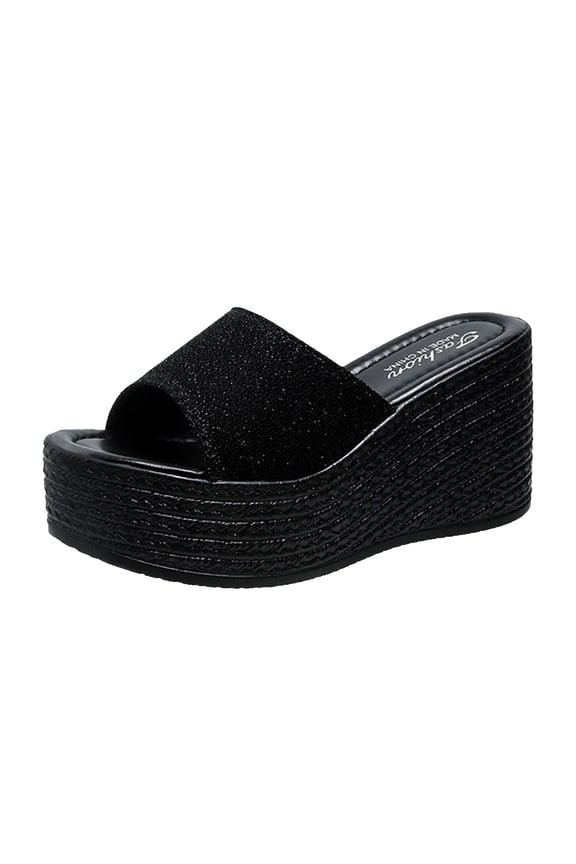Wedge Sandals for Women Women's Wedges Mid Heel Platform Sandals for Women Dressy Summer Casual Outdoor Sandal Shoes Beach Summer Sandals Black Women Sandal