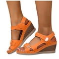 thumbnail image 1 of Wedge Sandals for Womens Open Toe Adjustable Strap Orthopedic Walking Shoes Comfy Arch Support Slingback 2026 Summer Beach Vacation Footwear Orange Size 8, 1 of 6