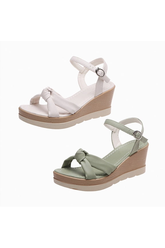 Wedge Sandals for Women 2026 Ankle Strap Heels Open Toe Platform Slip on Summer Casual Comfortable Beach Shoes for Vacation Green Size 6.5