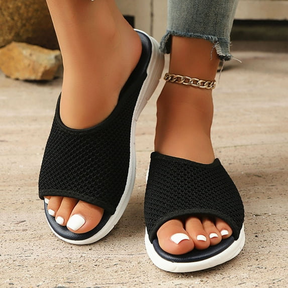 Wedge Sandals for Women Dressy, Comfortable Low Wedges Heels Ankle Strap Elastic Sandal Flower Rhinestones Black 7.5