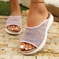 thumbnail image 1 of Wedge Sandals for Women Dressy, Comfortable Low Wedges Heels Ankle Strap Elastic Sandal Flower Rhinestones Pink 6.5, 1 of 7