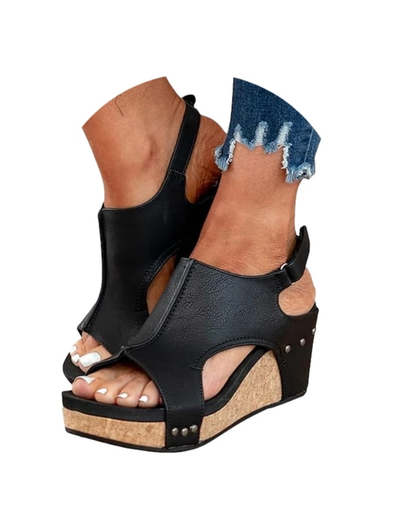 Wedge Sandals for Women Dressy Summer, 2026 Open Toe Espadrilles Platform Ankle Strap Sandals Casual Boho Walking Strappy Slip on Sandals