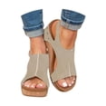 thumbnail image 1 of Wedge Sandals for Women Dressy Summer, 2026 Open Toe Espadrilles Platform Ankle Strap Sandals Casual Boho Walking Strappy Slip on Sandals, 1 of 3