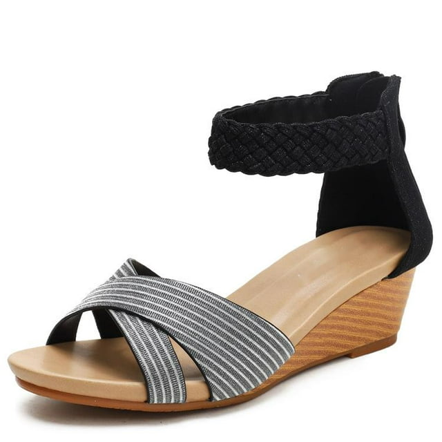 Wedge Sandals for Women Dressy Summer Flat Sandals Open Toe Strap ...