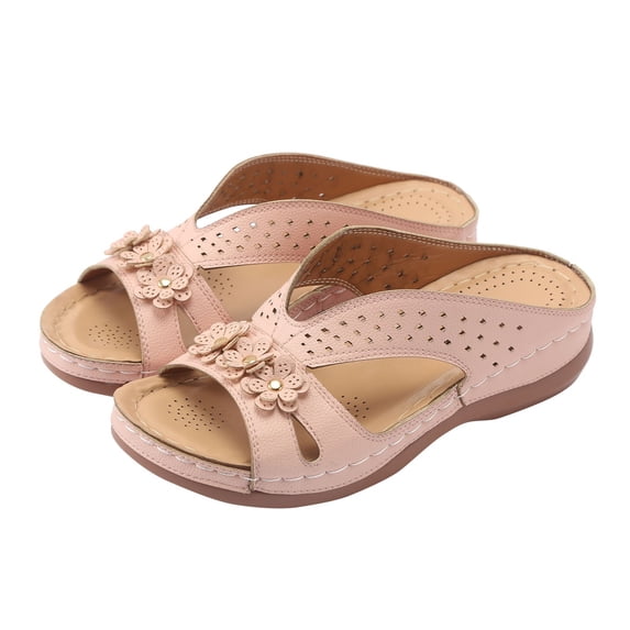 Wedge Sandals for Women Hollow Out Slip On Platform Hollow Out Flower Summer Beach Casual Walking Shoes