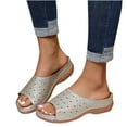thumbnail image 1 of Wedge Sandals for Women Hollow Out Slip On Sandal Summer Casual Beach Walking Shoes, 1 of 5