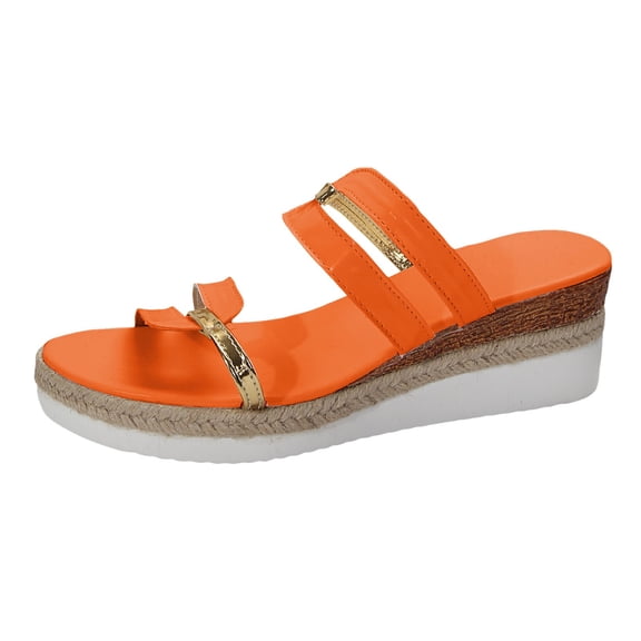 Wedge Sandals for Women Open Toe Casual Slip On Platform Sandals Lightweight Non Slip Beach Travel Walking Shoes Red Size 8.5