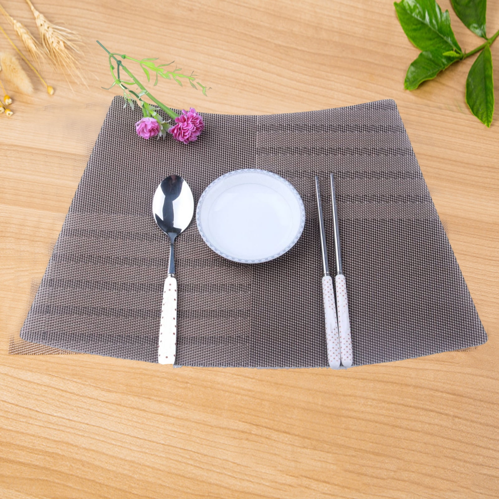 Wedge Shaped Placemats for Dining Table CrossWeave Washable Vinyl