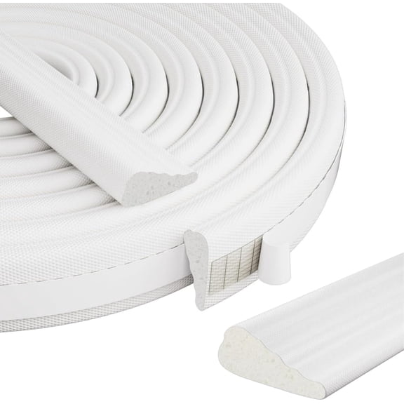 Wedge-Shaped Window & Door Weather Stripping, 118-inch Foam Insulation Seal for Winter Draft & Noise Proofing, White Soundproofing Strip for Exterior Door Frames & Windows