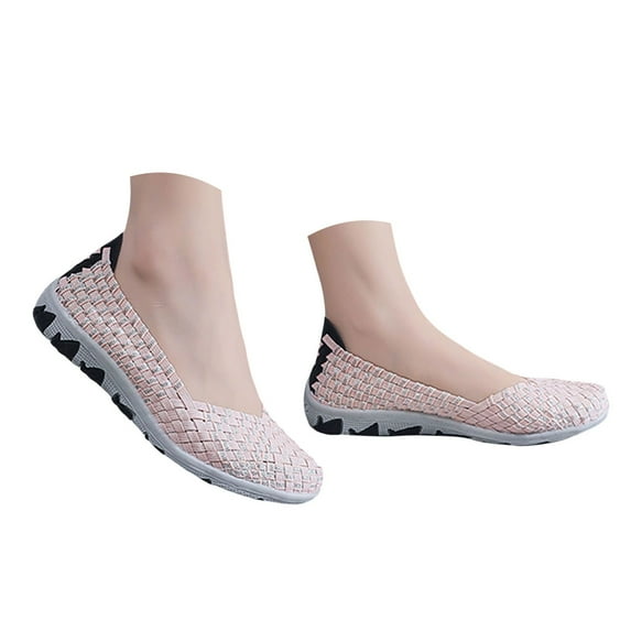 Wedge Slip on Loafers Walking Shoes for Women Beach Lightweight Comfortable Woven Nursing Flats Work Shoes