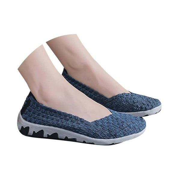 Wedge Slip on Loafers Walking Shoes for Women Beach Lightweight Comfortable Woven Nursing Flats Work Shoes