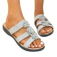thumbnail image 1 of Wedge Slipper Sandals for Women 2025 Beach Boho Summer Flower Open Toe Dress Slides Ladies Low Heel Slip on, 1 of 7