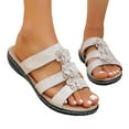 thumbnail image 1 of Wedge Slipper Sandals for Women 2025 Beach Boho Summer Flower Open Toe Dress Slides Ladies Low Heel Slip on, 1 of 8