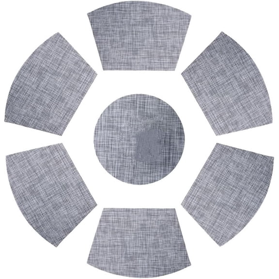 Wedge and Round Placemats Set of 7, Non-Slip PVC Table Mats for Dining, Heat & Water Resistant, Kitchen Office Decor (Grey)DSF