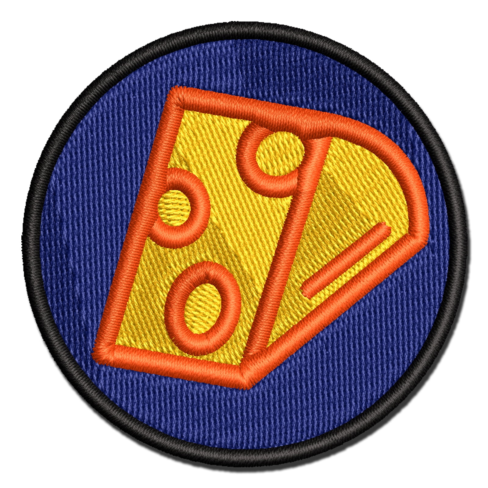 Wedge of Cheese Applique Multi-Color Embroidered Iron-On Patch - 3.5 Inch Large