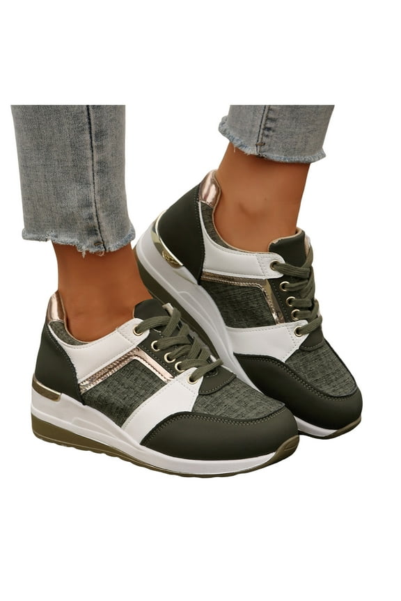 Wedges Fashion Sneakers for Women Fall Casual Color Block Outdoor Sports Low Top Walking Work Nurse Shoes
