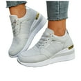 thumbnail image 1 of Wedges Fashion Sneakers for Women Metallic Casual Platform Height Increasing Non Slip Work Walking Shoes Fall, 1 of 6