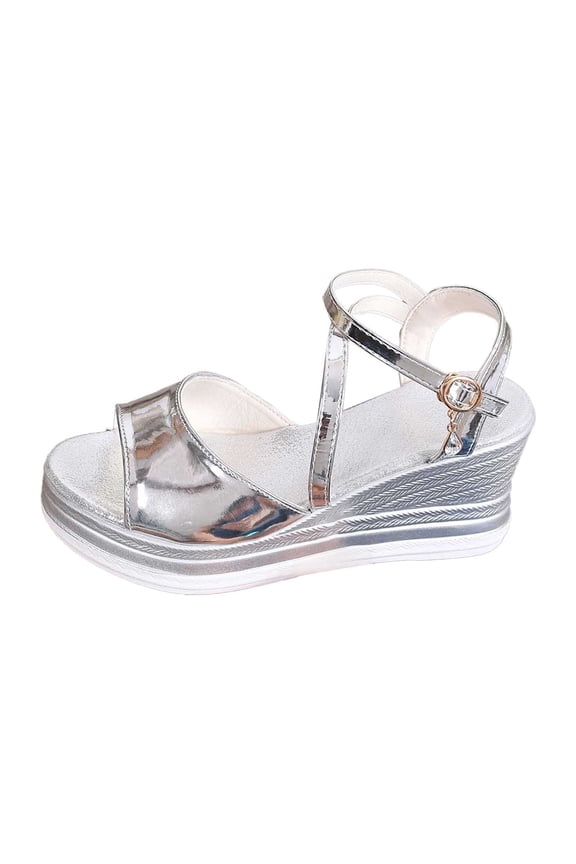 Wedges Sandals with Arch Support for Woman Cute Trendy Lightweight Hard Sole Low Wedge Heels Womens Slippers Size 8 Ankle Buckle Studded Fashion Sandals for Summer