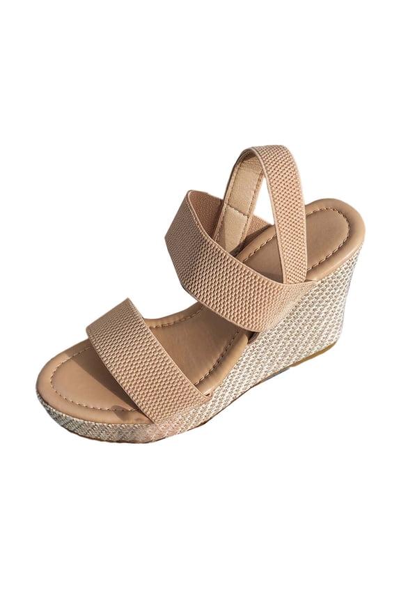 Wedges Sandals with Arch Support for Woman Leather Relaxed Fit Lightweight Square-Toe Low Wedge Heels Womens House Shoes Memory Foam Braided Espadrilles Beach Sandals Summer Shoes