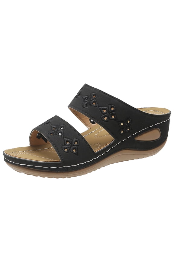 Wedges Sandals with Arch Support for Woman Wide Relaxed Fit Lightweight Open Toe High Heel Womens House Shoes Size 9 Espadrille Dressy Summer Ankle Strap Buckle Women Sandal