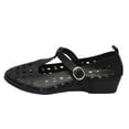 thumbnail image 1 of Wedges for Women Buckle Strap Cutout Perforated Mary Janes Comfy Casual Office Daily Ballerina High Heels Thick Sole, 1 of 9