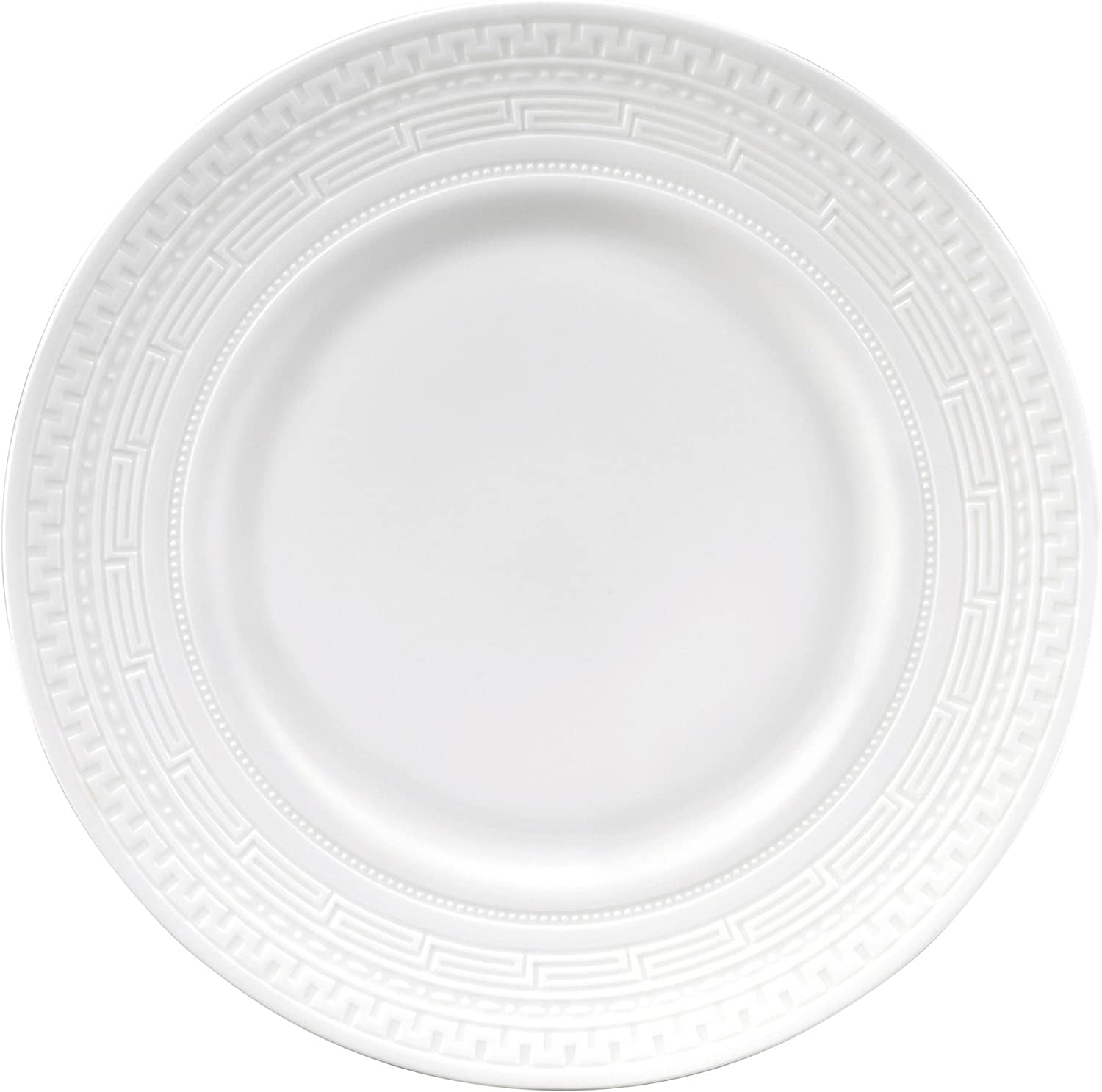 White Porcelain Geometric Embossed Salad Plate, 9"
