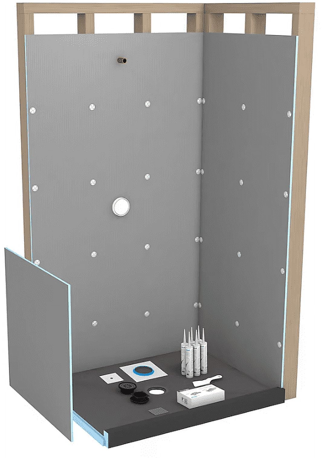 Wedi Fundo Primo 36" x 60" Gray Waterproof Shower Kit with Center Drain