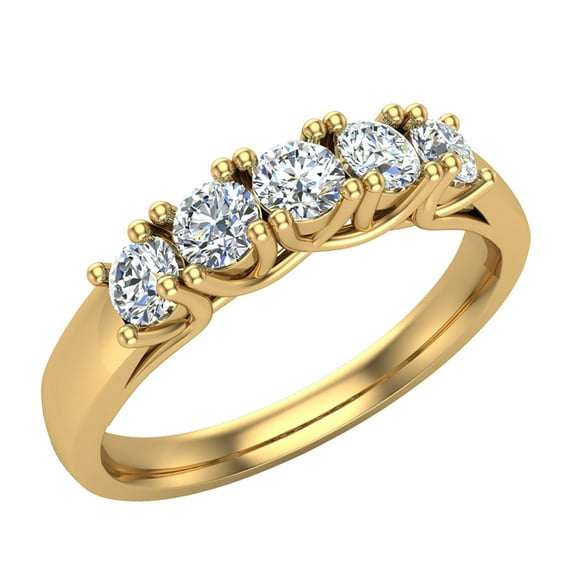 Weding Band Diamond Rings 5 Stone Anniversary Trellis Style 0.50 CT TW 14K Gold (G,I1)