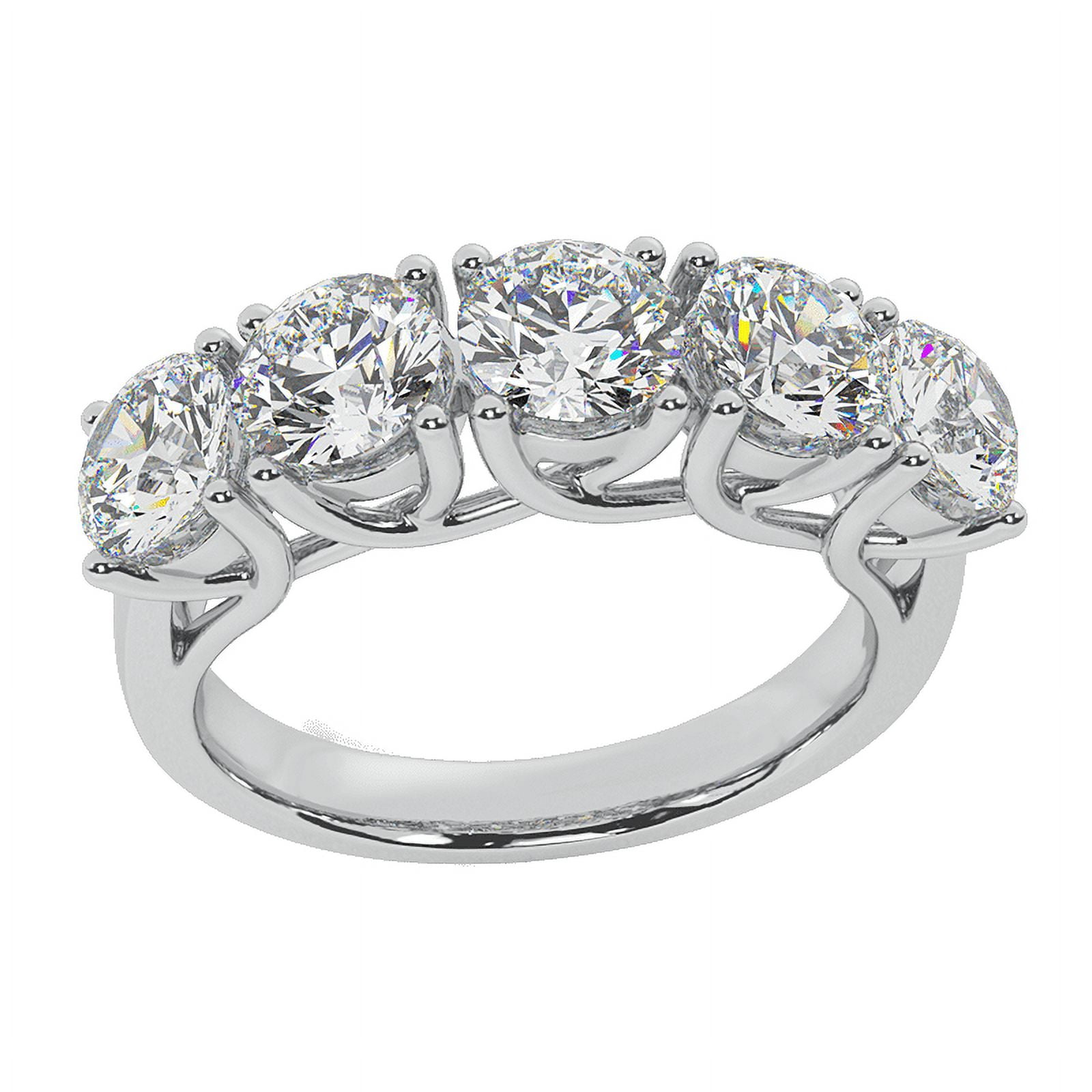 1 Ct 5-Stone Graduated Real Round Diamond Wedding Engagement Ring 14K White  Gold