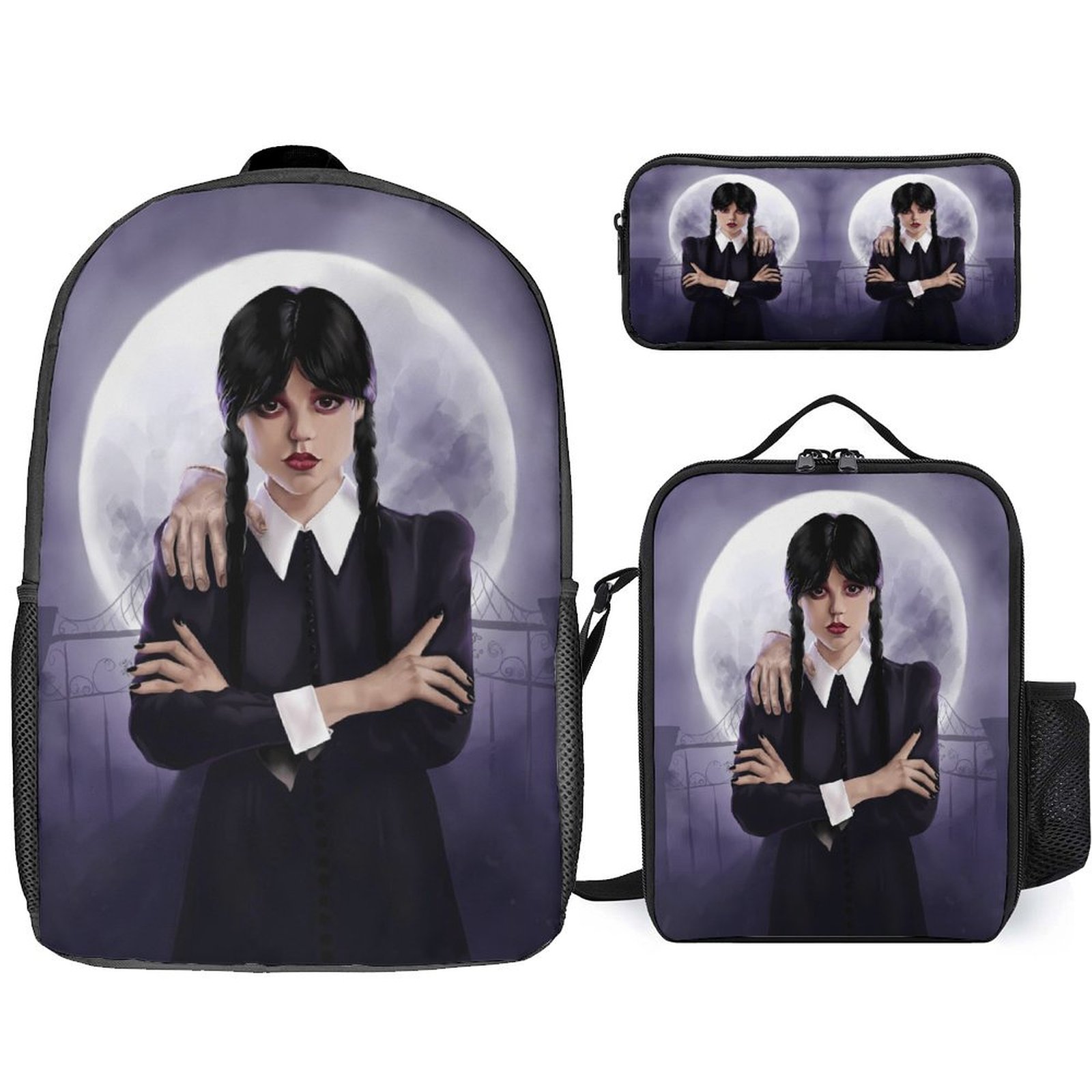 Wednes-day 3Pcs Backpack Set, 17 Inch Large Capacity Unisex Daypack ...