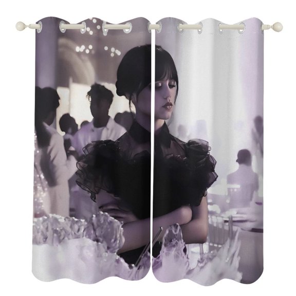 Wednes-day Curtains - Perforated Blackout Thermal Insulated Drapes for Adults And Teen for Kids Room, Bedroom, Living Room - 2 Panels 52"x72"