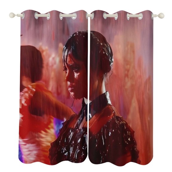 Wednes-day Curtains - Perforated Blackout Thermal Insulated Drapes for Adults And Teen for Kids Room, Bedroom, Living Room - 2 Panels 52"x84"