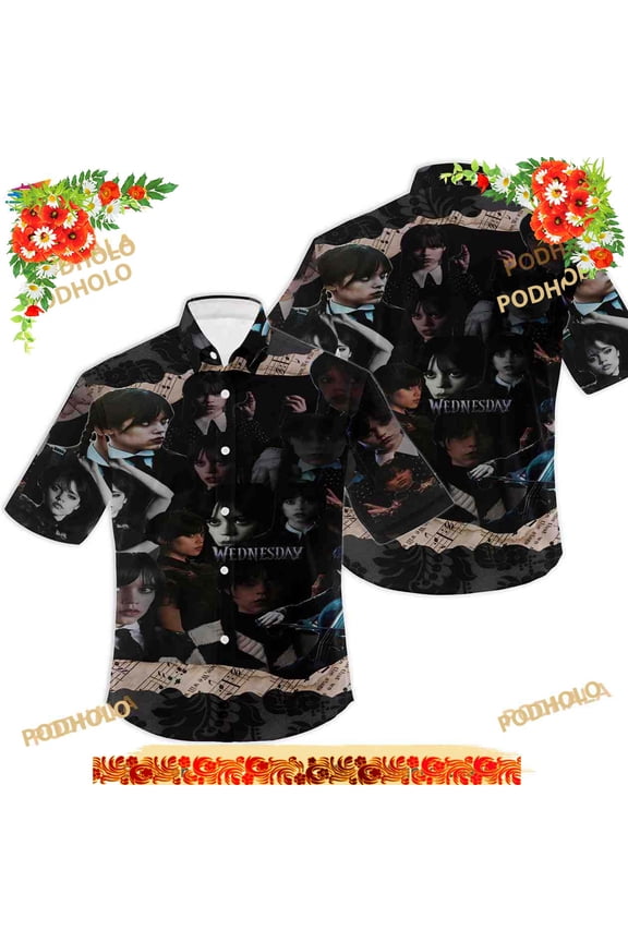 Wednesday Addams 2 3D All Print Hawaiian Shirt, Funny Button Shirt For Fans