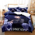 thumbnail image 2 of Wednesday Addams Twin Bedding Set For Kids - Purple Quilted Bedspread With Bonus Accessories 2 of 12