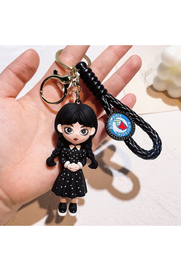 Wednesday Addams 3D Silicone Keychain/Bag Charm/Car Ornament