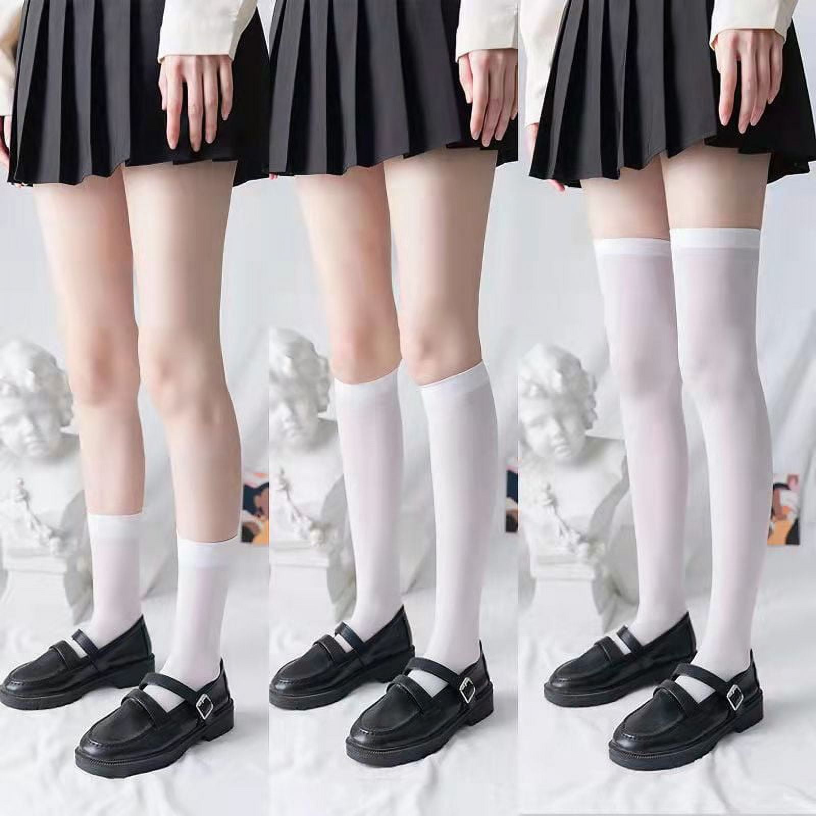 Wednesday Addams Cosplay White Costume Socks - White Knit School Uniform  Socks for 12-20 Years Girls