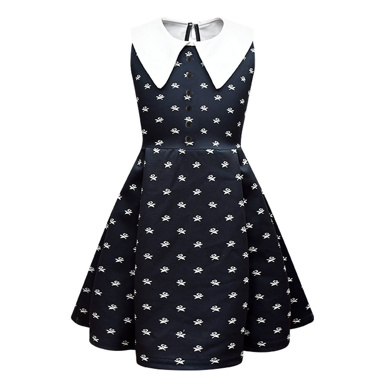 Wednesday Addams Costume for Girls Halloween Costumes Long Sleeve Dress