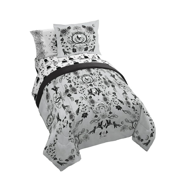Wednesday Addams Dark Angel 5 Piece Twin Size Bed Set with Shams