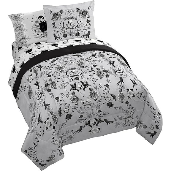 Wednesday Addams Dark Angel 7 Piece Full Size Bed Set with Shams