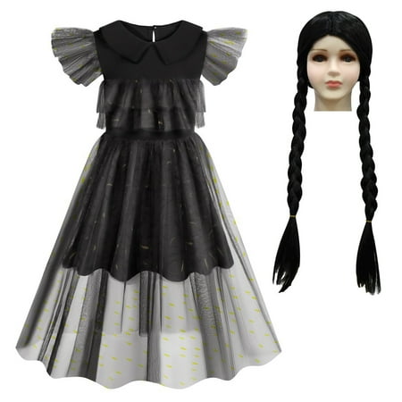 Wednesday Black Dress Girls Kids Family Nevermore Cosplay Costume Academy Uniform Dance Dresses Halloween Outfit