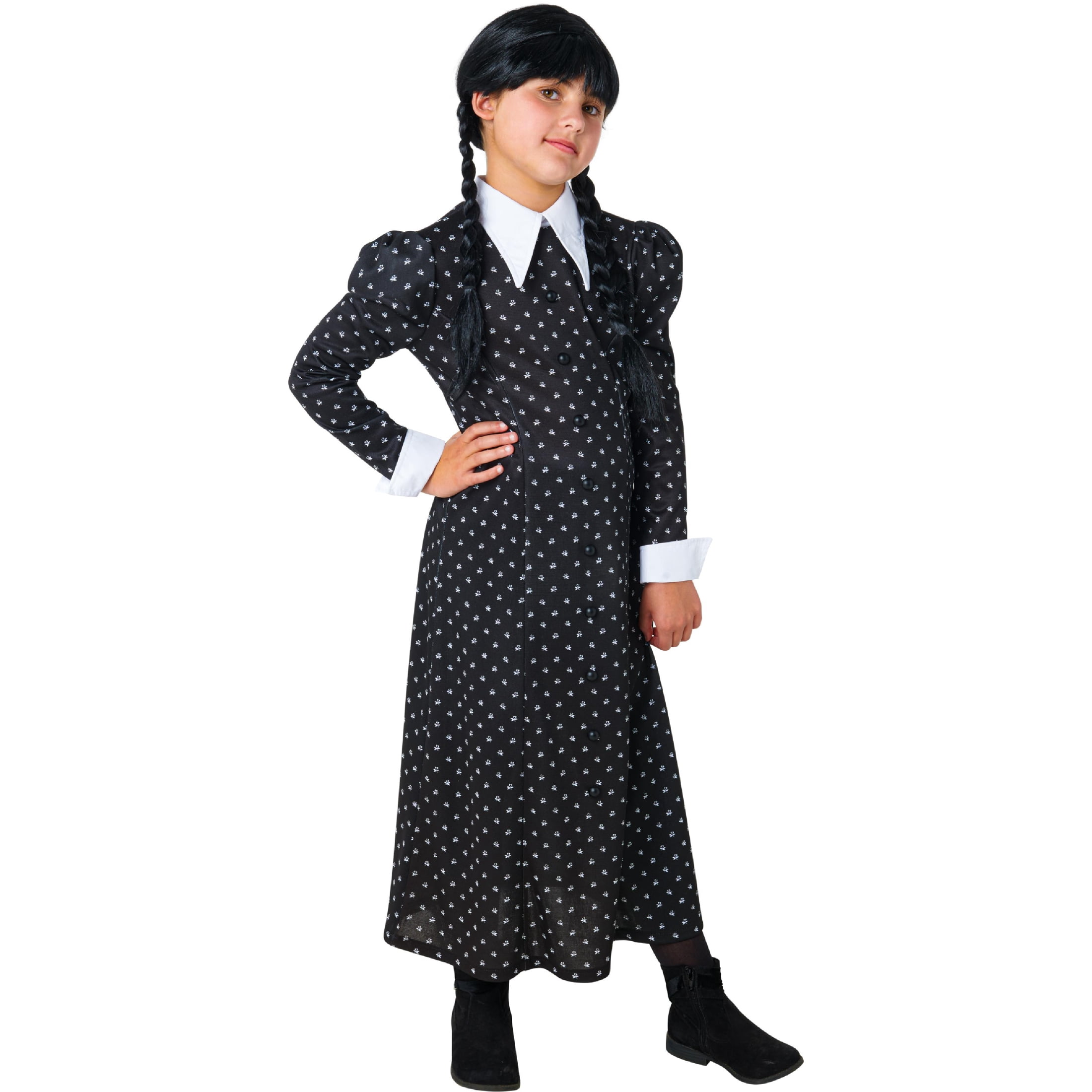 Wednesday Addams Dress Halloween Costume for Children, Girls' Size L (10/12), by Rubies