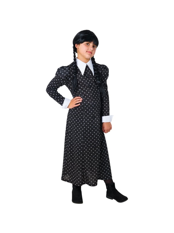 Wednesday Addams Dress Halloween Costume for Children, Girls' Size L (10/12), by Rubies
