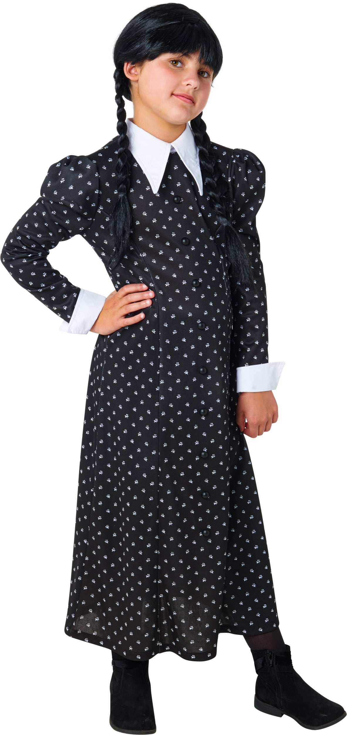 Wednesday Addams Dress Halloween Costume for Children, Girls' Size L (10/12), by Rubies