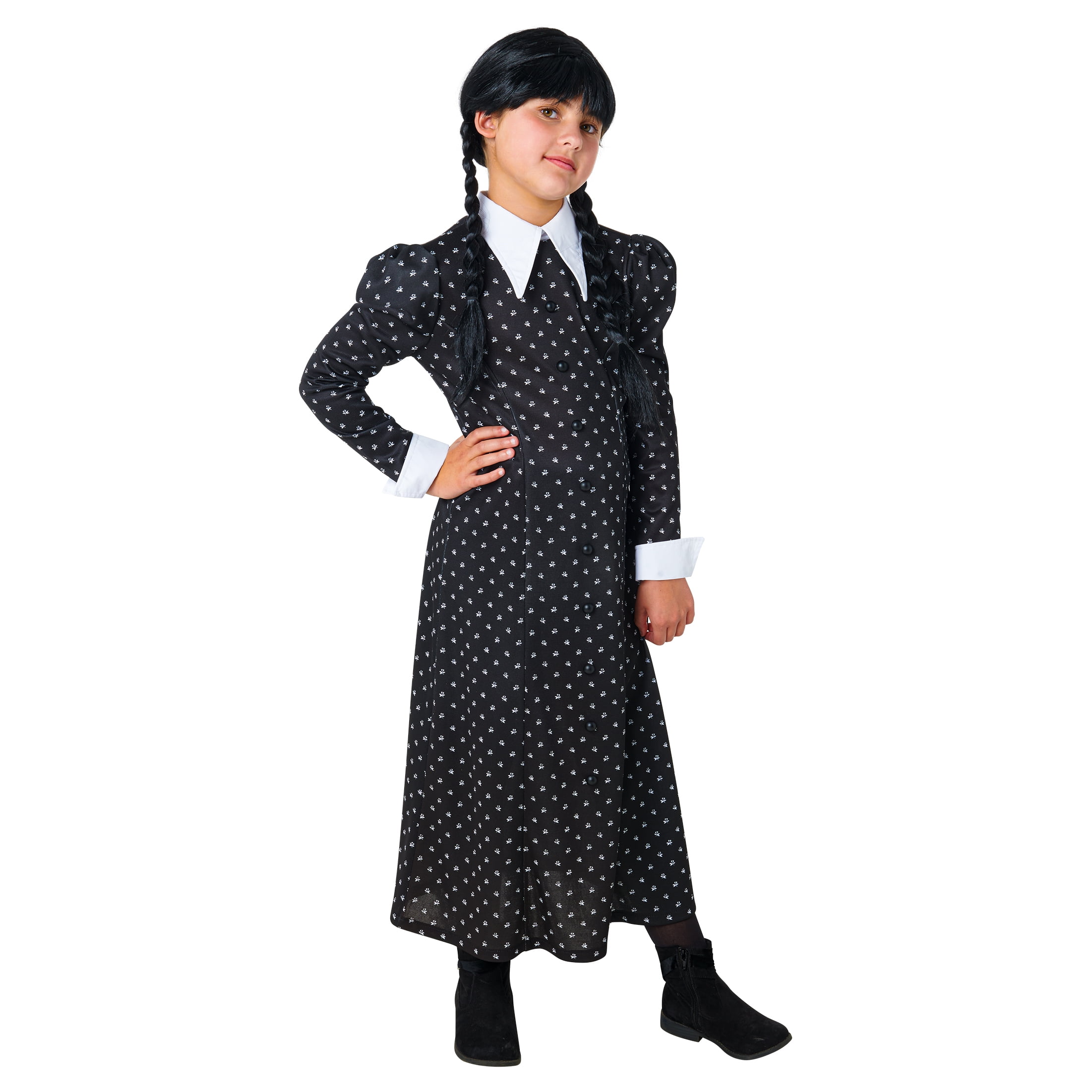 Wednesday Addams Dress Halloween Costume for Children, Girls Size M (7/8), by Rubies