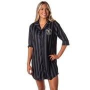 Wednesday Addams Family Women's Nevermore Academy Uniform Costume Collared Pajama Nightgown Sleep Shirt