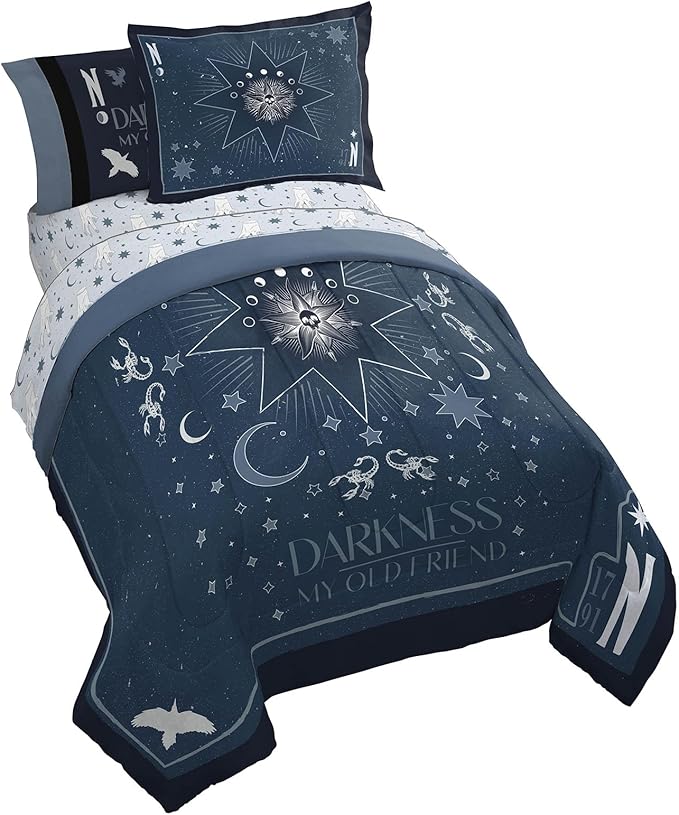 Wednesday Addams Full Moon 5 Piece Twin Size Bed Set with Shams ...