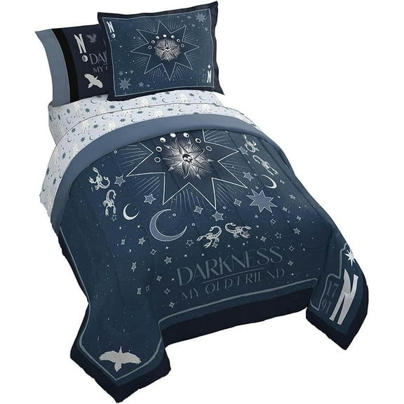 Wednesday Addams Full Moon 7 Piece Queen Size Bed Set with Shams