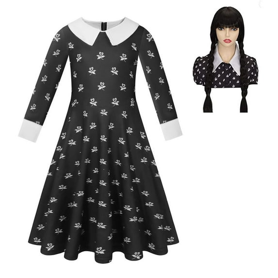 Black Girls Dress Halloween Long Sleeve Cosplay Party Dress